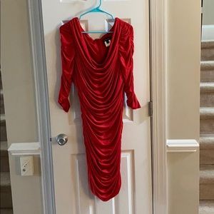 Tadashi Shoji slinky red cocktail dress.
